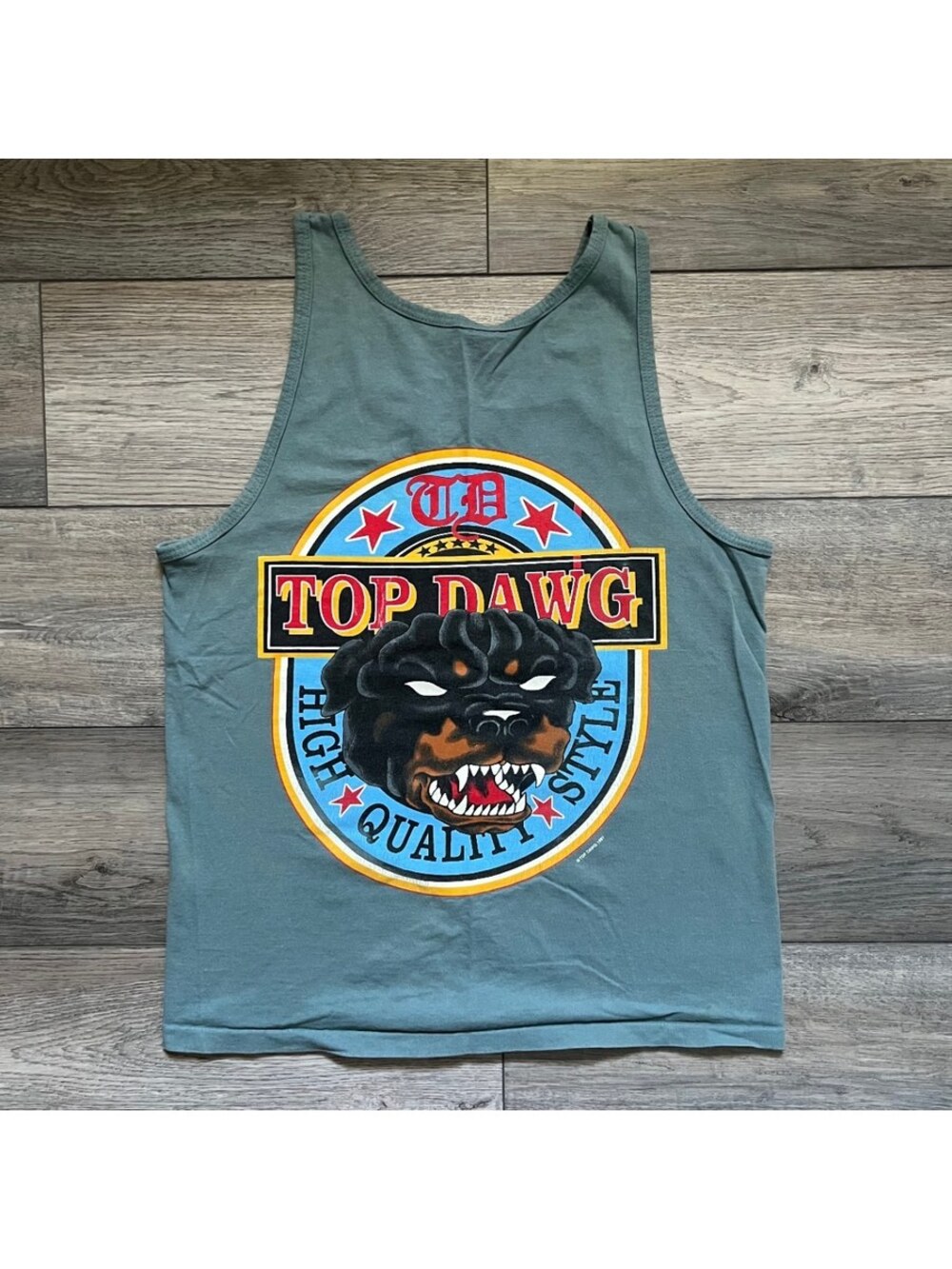 Vintage Top Dawg Men's M Tank Top Shirt Rottweiler Dog Graphic USA